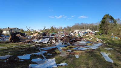 Post-Tornado Damage on Fawn Rd. in Greenwood