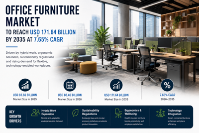 Office Furniture Market Poised for 7.65% CAGR as Flexible Workspaces Reshape Demand