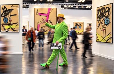 Mr. Normal Takes the Boring Out of The Armory Show 2026 in a Lime-Green Suit