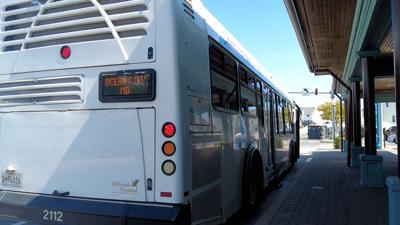 Back of an Ocean City bus at the transit center in town