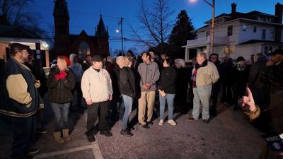 Crowd Gathered Downtown in Support of Patel Family