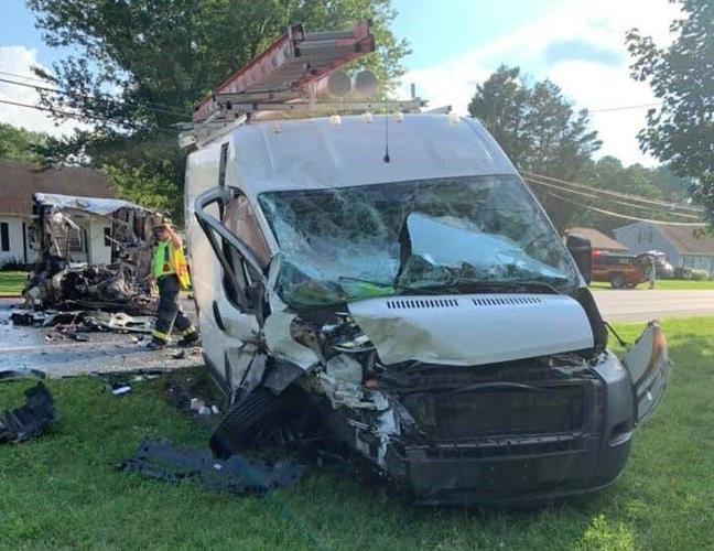 3 Hurt After Mail Truck, Van Collide Nearly Head-on in Laurel