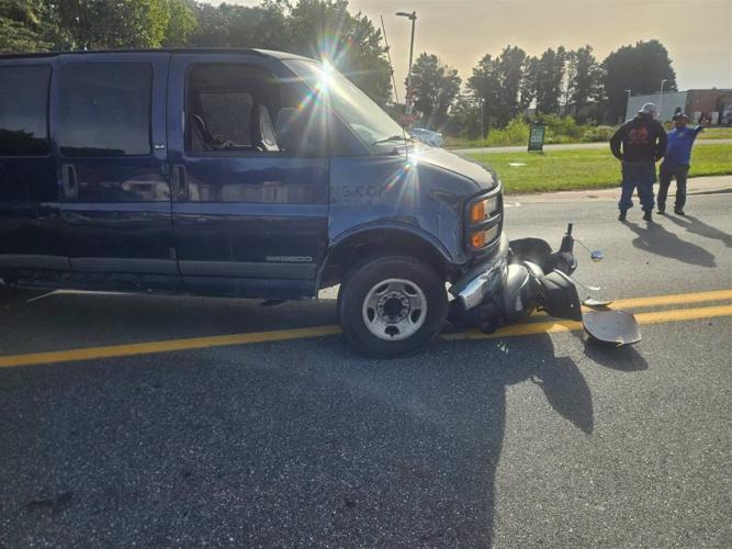 Van and motorcycle crash