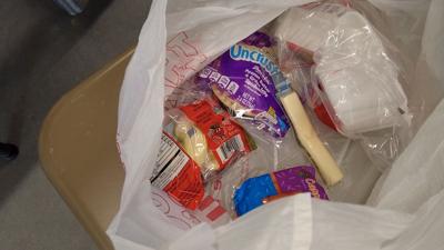 Bag of food made by volunteers for Lulu M. Ross students