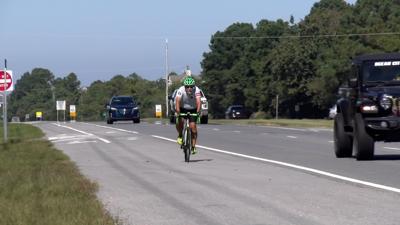 Bicyclist on Route One in North Bethany