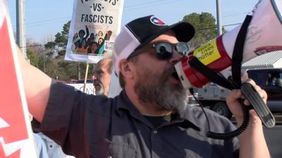 Protester in Cambridge