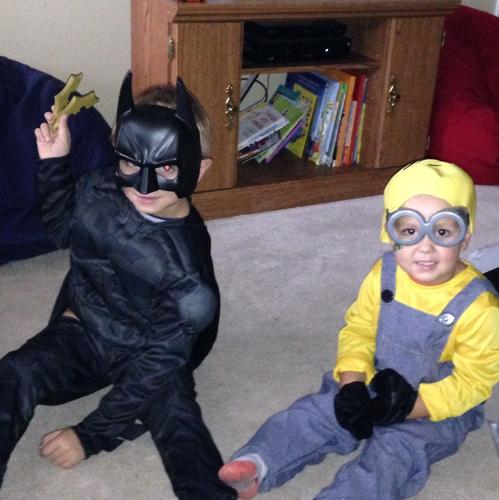 Batman is Nicholas Polito age 6, Minion is Brayden Polito age 2, From Dover, DE
