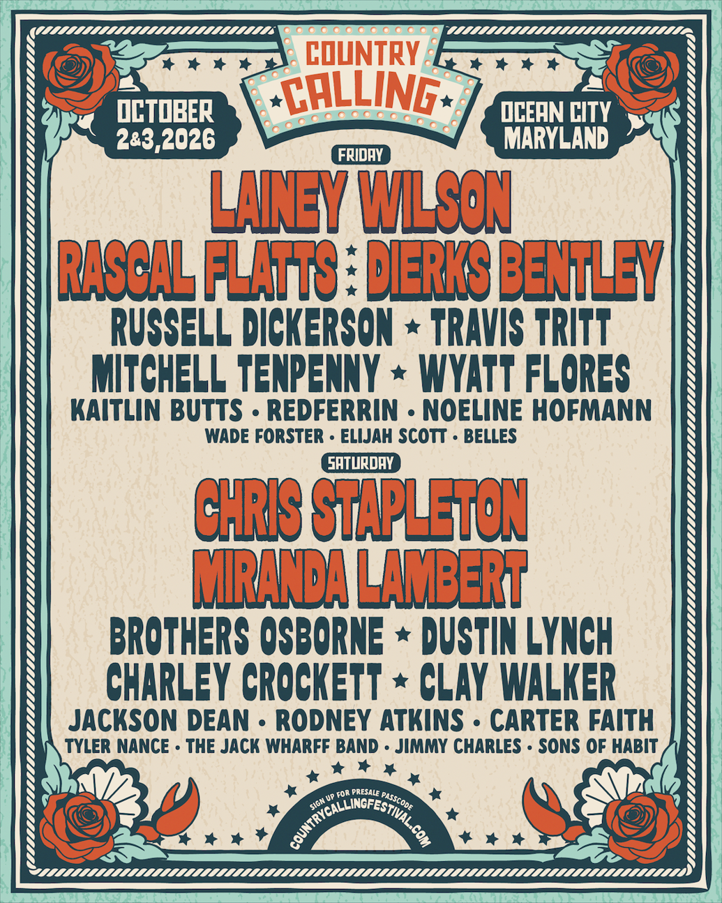 Country Calling announces 2026 lineup | Latest News | wboc.com