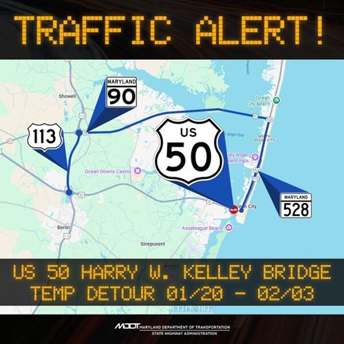 Route 50 bridge into Ocean City to temporarily close in January