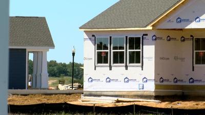 Construction of a new home in a Kent County development.