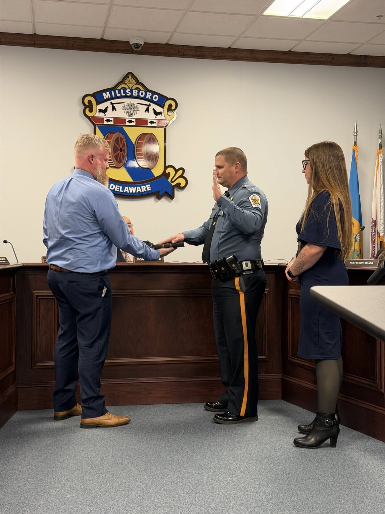 Millsboro Police Department swears in new Police Chief, introduces its first K9 Unit