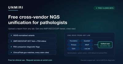 UNMIRI Opens a Free Cross-Vendor NGS Report Tool to Pathologists in Beta