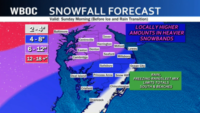 Sunday winter storm snowfall map