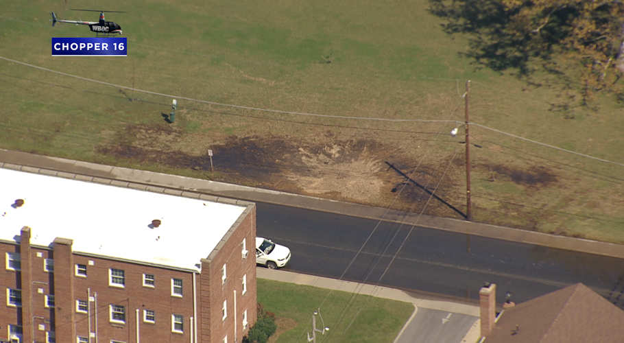 An aerial view from Chopper 16 shows where some trees once stood along Water Street in Cambridge, Maryland. Cambridge City Manager Glenn Steckman says the ash trees were infected with emerald ash borer, a type of beetle. (WBOC)
