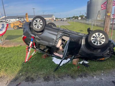 Picture of the car involved in the rollover crash in Harrington.