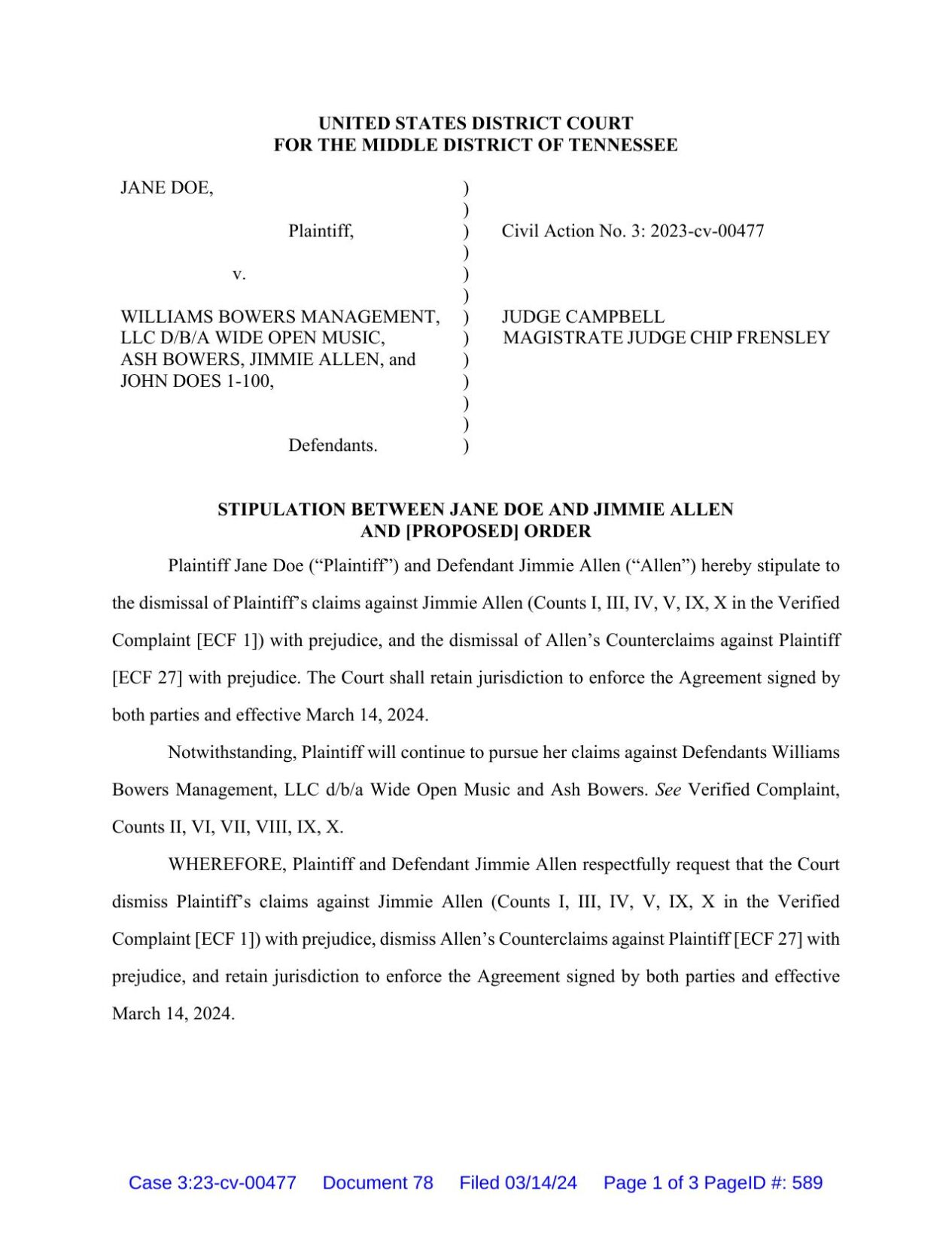 Jimmie Allen Case Dismissal