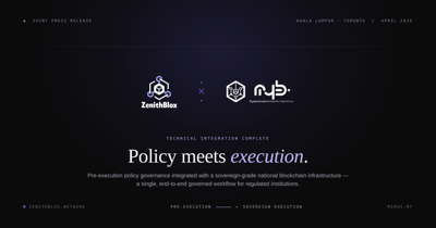 ZenithBlox and My Blockchain Infrastructure Sdn. Bhd. Complete Technical Integration to Enable Programmable Cross-Border Trade