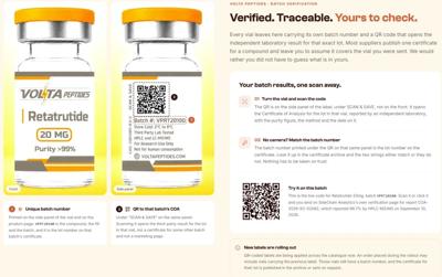 Volta Peptides Launches QR-Coded Batch Verification for Research Peptides