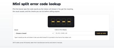 Mini Split Error Code Lookup Tool | DIY HVAC Tools