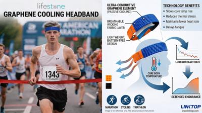 Linktop Unveils Lifestone Graphene Cooling Headband - Lowering Core Temperature & HR to Enhance Endurance Performance
