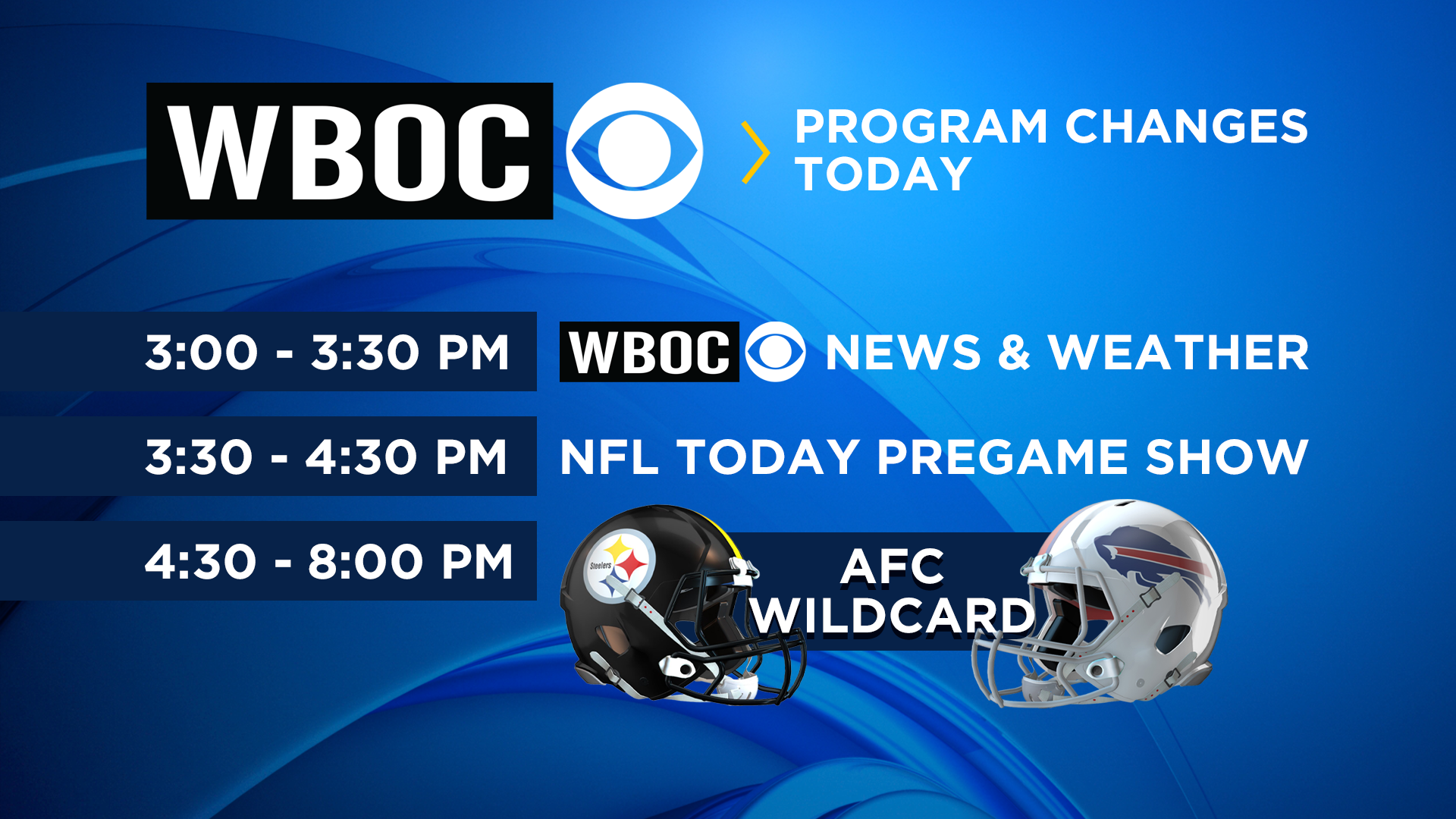 WBOC Programming Update: Local News And Special NFL Wild Card Coverage ...