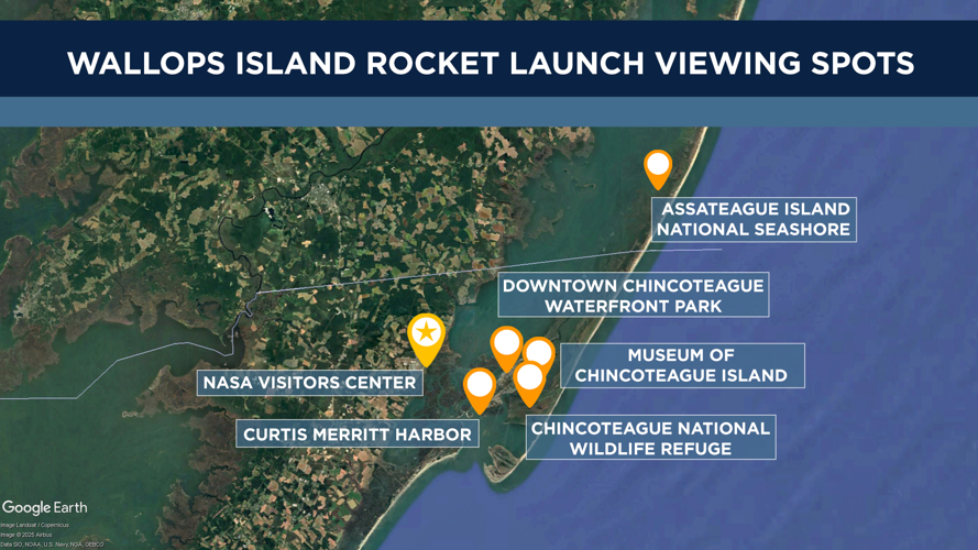 Wallops Island rocket launch viewing locations
