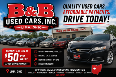 B&B Used Cars, Inc. Announces Payment Options Starting at $50 Per Week for Customers in Lima, Ohio and Surrounding Areas