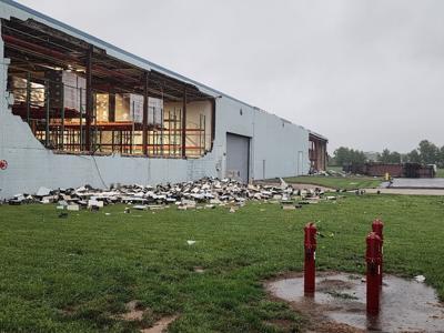 A large portion of missing exterior wall exposes the inside of Dover's Kraft Heinz building.