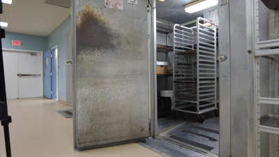 The refrigerator at the Christian Shelter in Salisbury