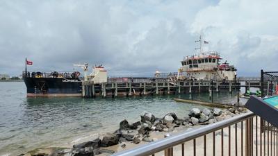 The dredging boat in the Ocean City Inlet.