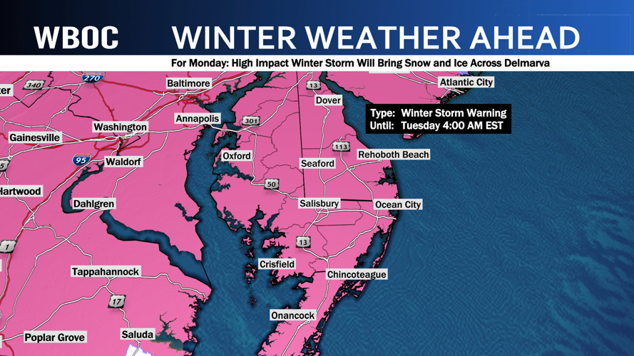 Winter Storm Warning Up For All Of Delmarva