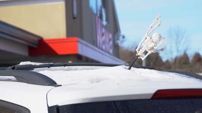 Snow on a car in Delaware