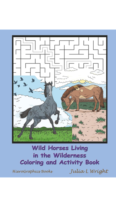 Wild Horses Coloring Book: Named Characters with Backstories & Puzzles