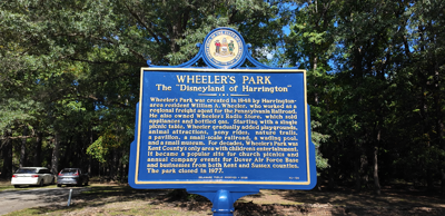 Unveiled historical marker honoring Wheeler's Park, the "Disneyland of Harrington."