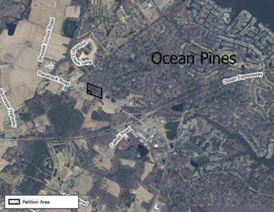 A map depicting a proposed rezoning section of Ocean Pines 