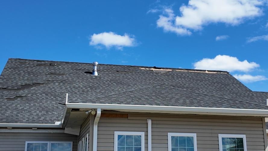 Roof shingles removed