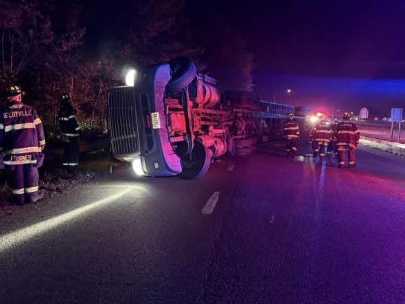Tractor trailer rollover crash on US 113