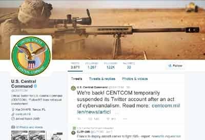Key US Military Command's Twitter, YouTube Sites Back Online