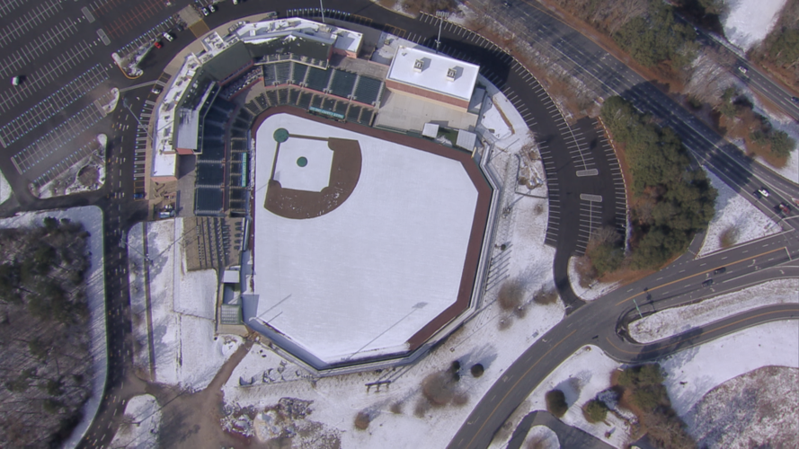 Arthur W. Perdue Stadium covered in snow