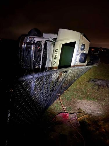 Another angle of RV overturned by storm.