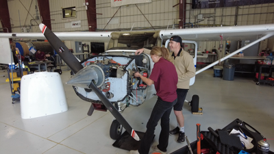 Working on plane