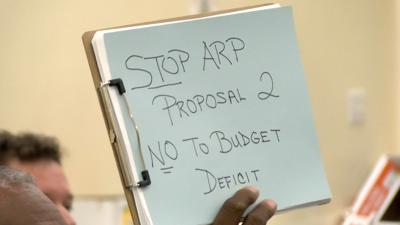 Budget Signs Neighbors Had at Monday Nights Meeting