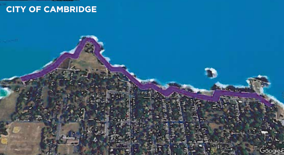What the ideal state of the Choptank River Waterfront would look like with a berm as proposed by the City of Cambridge. (Credit: City of Cambridge)