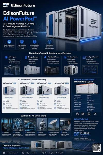 Phoenix Motor Inc. Expands AI Infra Portfolio with Launch of EdisonFuture AI PowerPod™ Modular AI Platform