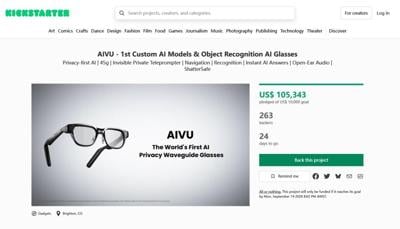 TOZO AIVU AI Glasses Surpass $100,000 on Kickstarter with Tinted Waveguide Innovation