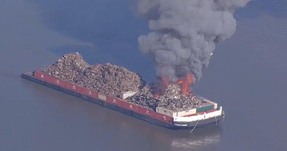 UPDATE: Multiple agencies respond to barge fire off of Kent County