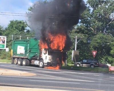 Vehicle Strikes Police Car Responding to Trash Truck Fire in Seaford