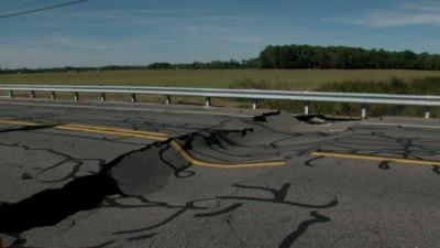 Bridge West of Harrington Closed After Sinkhole