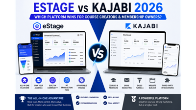 Estage vs Kajabi in 2026: Which Hub-Centric Platform Reduces Tool Stack?