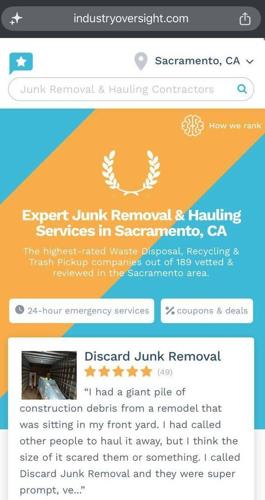 Discard Junk Removal Named Best Junk Removal Company in Sacramento in 2024 Industry Oversight Report